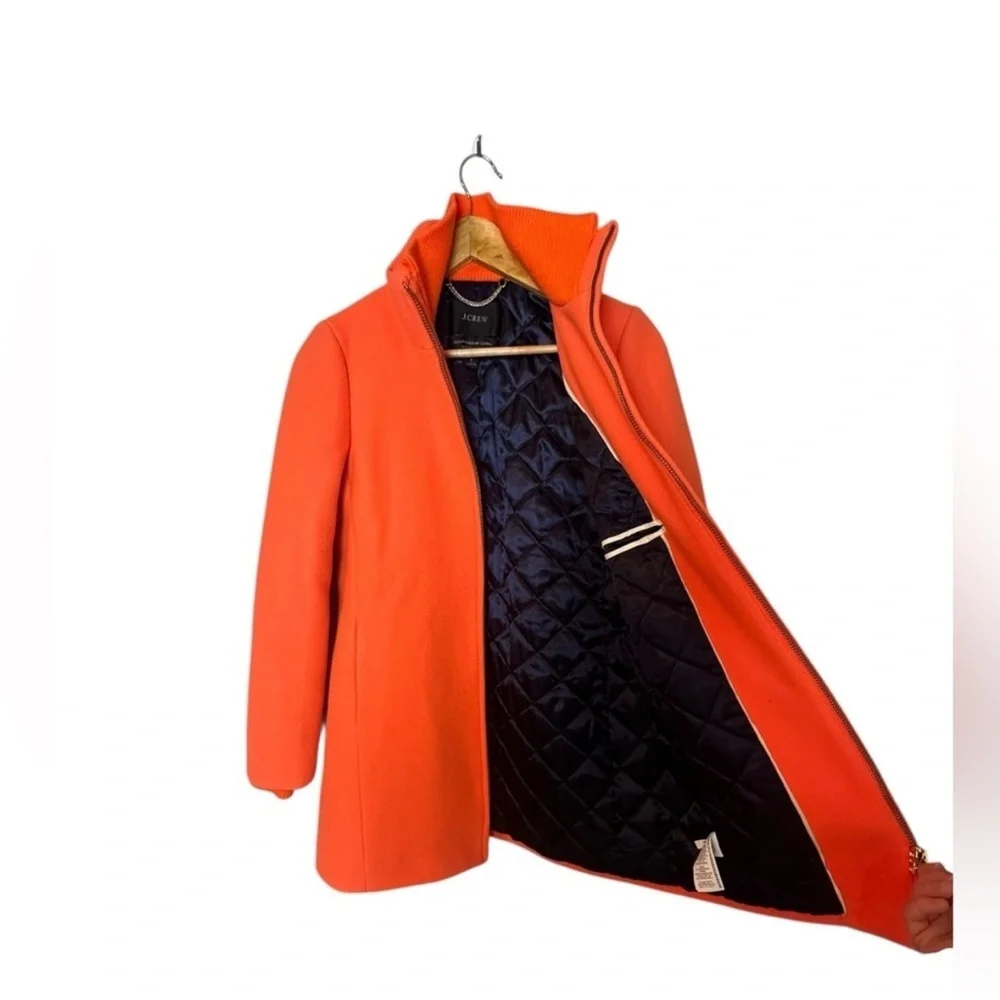 JCrew Lodge Coat Jacket Orange Stadium Wool 2